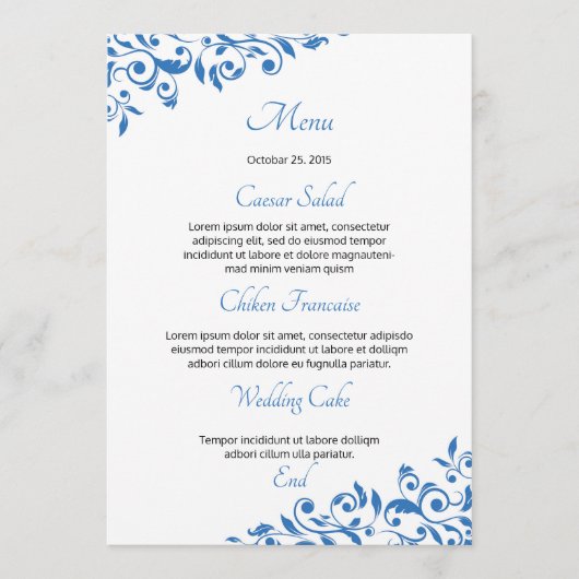 フローラ結婚のメニューカード メニュー (正面)