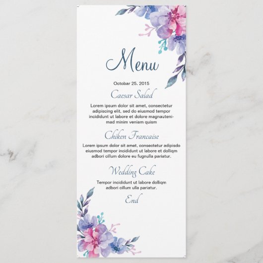 フローラ結婚のメニューカード メニュー (正面)