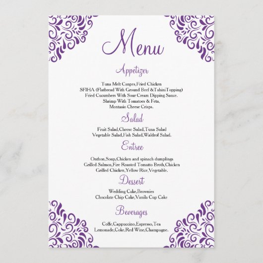 フローラ結婚のメニューカード メニュー (正面)