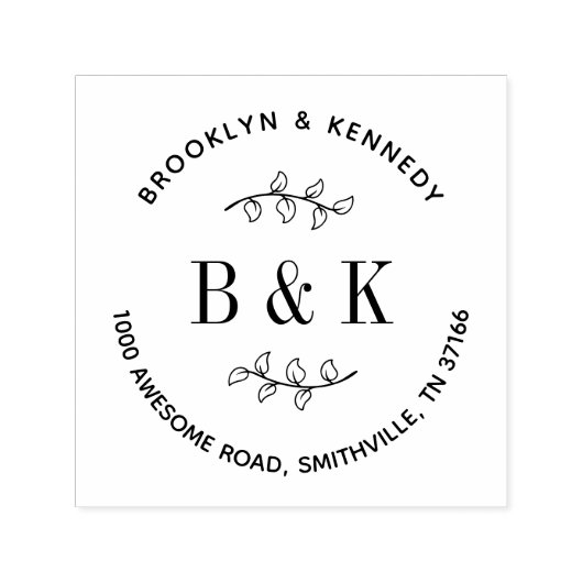 フローラ結婚のモノグラムカップル名差出人住所 セルフインキングスタンプ (デザイン)