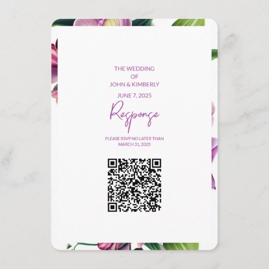 フローラ結婚の写真およびQRコード エンクロージャーカード (裏面)