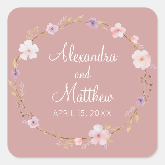 フローラ結婚の冠 スクエアシール (正面)