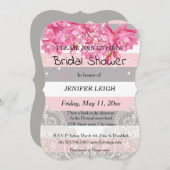 フローラ結婚の夏のピンクブライダルシャワー 招待状 (正面/裏面)