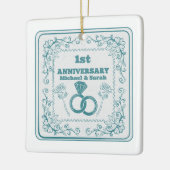 フローラ結婚の年のカスタマイズ可能な年 セラミックオーナメント (左)