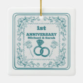 フローラ結婚の年のカスタマイズ可能な年 セラミックオーナメント (裏面)