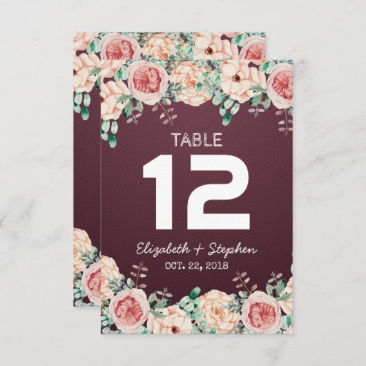 フローラ結婚の座席番号/護衛 招待状 (正面/裏面)