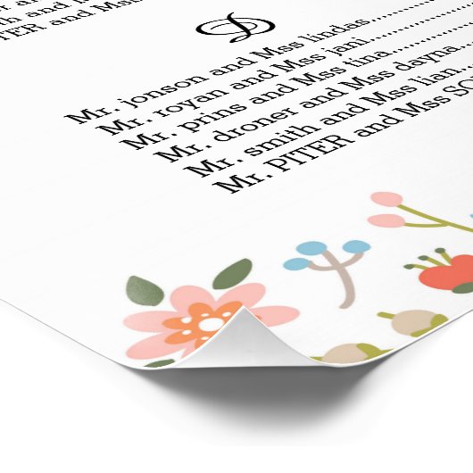 フローラ結婚の座席表ポスター ポスター (コーナー)