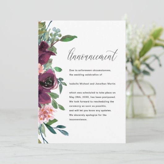 フローラ結婚の延期 案内状 (スタンド正面)