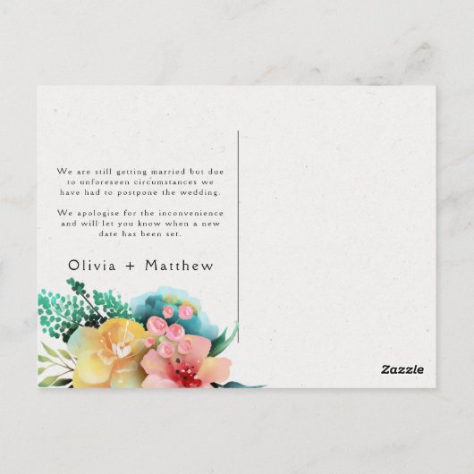 フローラ結婚の愛は忍耐強く日付を変える ポストカード (裏面)