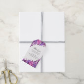 フローラ結婚の感謝していお前。ピンクと紫の花 ギフトタグ (より糸付き)