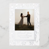 フローラ結婚の感謝2フォトシルバーホワイト 箔シーズンカード (正面)