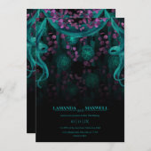 フローラ結婚の暗黒ターコイズ 招待状 (正面/裏面)