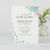 フローラ結婚の植物水色自然 招待状 (スタンド正面)