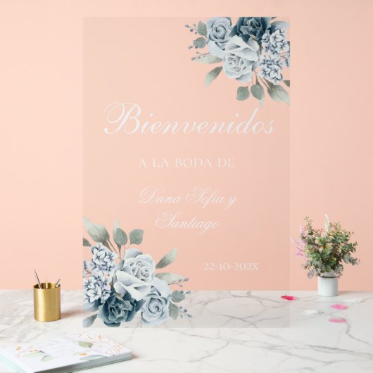 フローラ結婚の歓迎フロステッドアクリル標識 アクリルサイン (ウェディング)