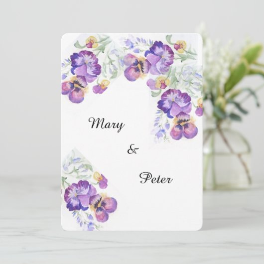 フローラ結婚の水彩画薄紫が誘いを受ける 招待状 (スタンド正面)