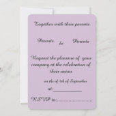 フローラ結婚の水彩画薄紫が誘いを受ける 招待状 (裏面)