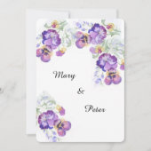 フローラ結婚の水彩画薄紫が誘いを受ける 招待状 (正面)