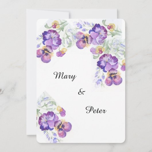 フローラ結婚の水彩画薄紫が誘いを受ける 招待状 (正面)