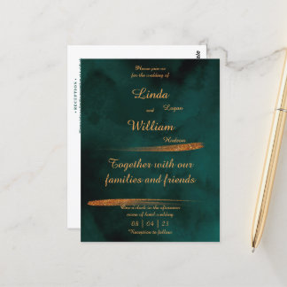 フローラ結婚の深いシーダークグリーンウォーター色 ポストカード