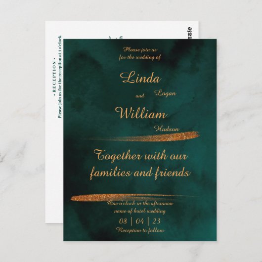 フローラ結婚の深いシーダークグリーンウォーター色 ポストカード (正面/裏面)