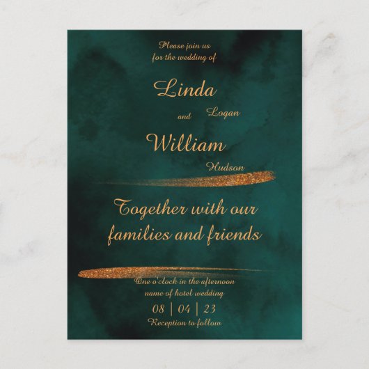 フローラ結婚の深いシーダークグリーンウォーター色 ポストカード (正面)