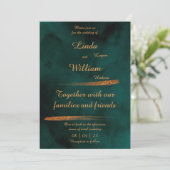 フローラ結婚の深いシーダークグリーンウォーター色 招待状 (スタンド正面)