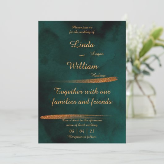 フローラ結婚の深いシーダークグリーン&金ゴールド シーズンカード (スタンド正面)