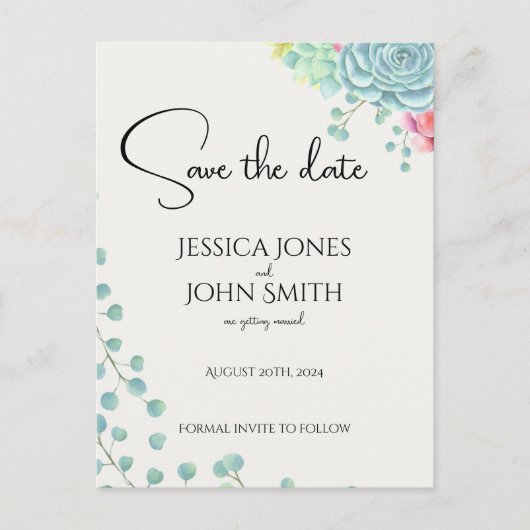 フローラ結婚の発表植物色 案内ポストカード (正面)