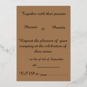 フローラ結婚の白と金ゴールドの招待 箔招待状 (裏面)