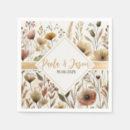 フローラ結婚の金ゴールドリボン付きナプキン スタンダードカクテルナプキン