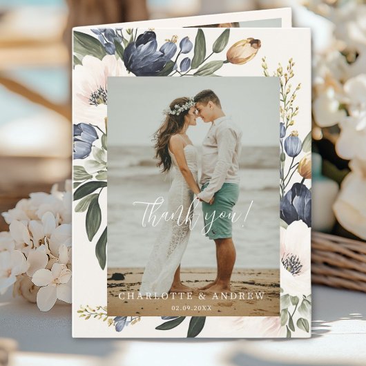 フローラ結婚の3枚の写真 サンキューカード