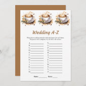フローラ結婚のA-Zブライダルシャワーゲームカード 招待状 (正面/裏面)