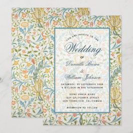 フローラ結婚のMorrisパターンエレガントスクリプト 招待状