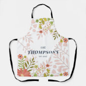 フローラ結婚または記念日カスタムの姓 エプロン (正面)