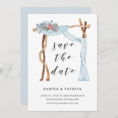 フローラ結婚アーチ | 水の色日付を保存 セーブザデート (正面/裏面)