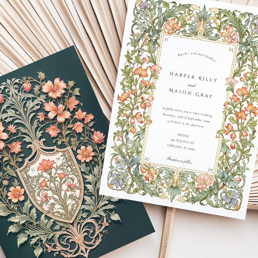 フローラ結婚アールヌーボーのブーゲンビレーシールド 招待状