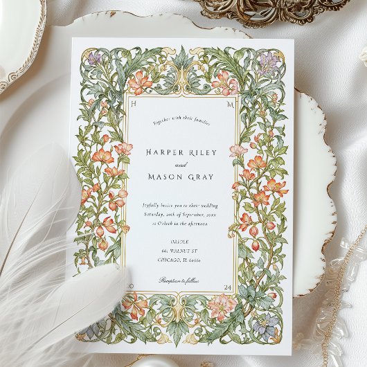 フローラ結婚アールヌーボーのブーゲンビレーシールド 招待状