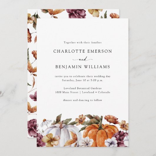 フローラ結婚カボチャ 招待状 (正面/裏面)