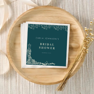 フローラ結婚ガウンブライダルシャワー歓迎サイン スタンダードカクテルナプキン