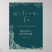 フローラ結婚ガウンブライダルシャワー歓迎サイン ポスター (正面)
