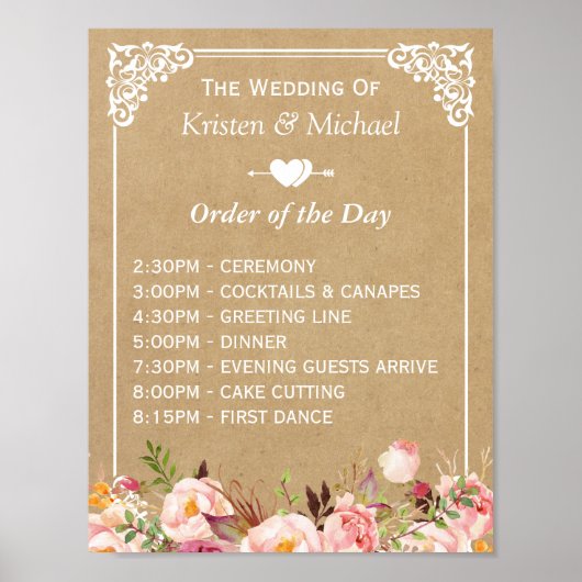 フローラ結婚クラフトの日程命令の標識 ポスター (正面)