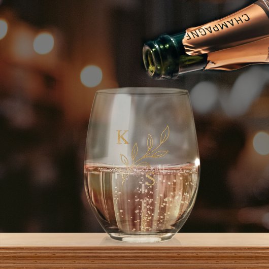 フローラ結婚グリーンズモノグラムミニマル主義者 ステムなしワイングラス