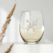 フローラ結婚グリーンズモノグラムミニマル主義者 ステムなしワイングラス