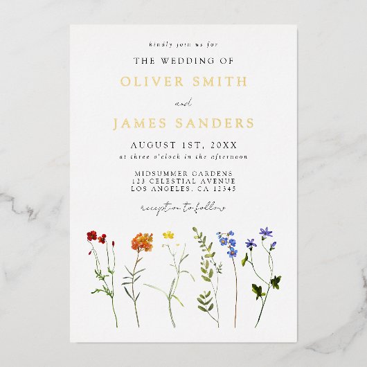 フローラ結婚ゲイプライドフォイル招待状 箔招待状 (正面)