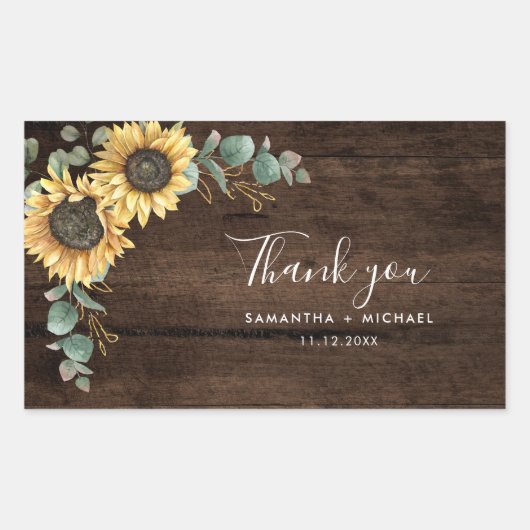 フローラ結婚サンフラワー素朴ズ 長方形シール (正面)