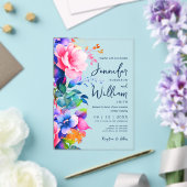 フローラ結婚スモダンスクリプトタイポグラフィ虹 アクリル招待状 (インサイチュ (ウェディング))