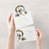 フローラ結婚ズアーチコーストビーチシースケープズ結婚ス オールインワン招待状 (貼ってはがせる)