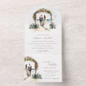 フローラ結婚ズアーチコーストビーチシースケープズ結婚ス オールインワン招待状 (内側)