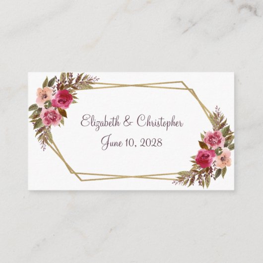 フローラ結婚ズウェブサイトカシス植物体金ゴールドフレーム エンクロージャーカード (裏面)