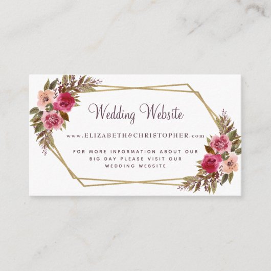 フローラ結婚ズウェブサイトカシス植物体金ゴールドフレーム エンクロージャーカード (正面)